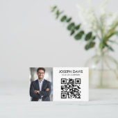 Moderne minimalistische zwart-wit professionele QR Visitekaartje (Staand voorkant)