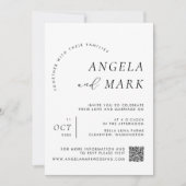 Moderne minimalistische zwart-wit QR code bruiloft Kaart (Voorkant)