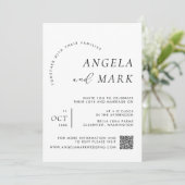 Moderne minimalistische zwart-wit QR code bruiloft Kaart (Staand voorkant)
