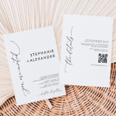 Moderne minimalistische zwart-wit QR code bruiloft Kaart