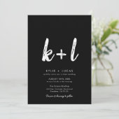 Moderne minimalistische zwart-wit Qr Code Bruiloft Kaart (Staand voorkant)