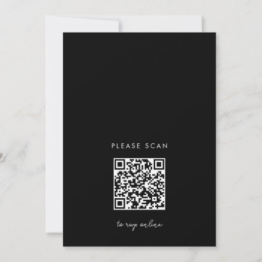 Moderne minimalistische zwart-wit Qr Code Bruiloft Kaart (Achterkant)