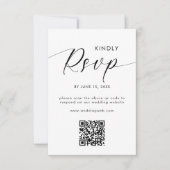 Moderne minimalistische zwart-wit QR-code RSVP Kaartje (Voorkant)