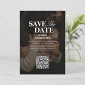 Moderne Minimalistische Zwart-Wit QR Code Trouwdag Save The Date (Staand voorkant)