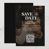 Moderne Minimalistische Zwart-Wit QR Code Trouwdag Save The Date (Voorkant / Achterkant)