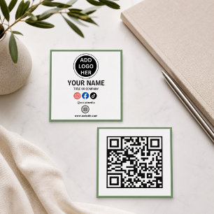 Moderne Minimalistische Zwart-Wit QR-code Zakelijk Vierkante Visitekaartje