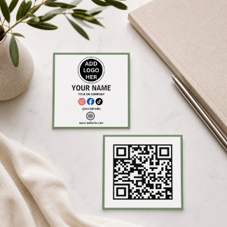 Moderne Minimalistische Zwart-Wit QR-code Zakelijk Vierkante Visitekaartje