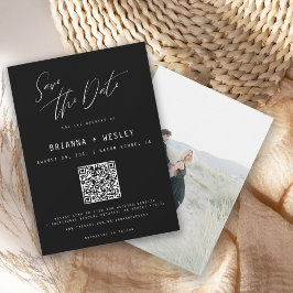 Moderne minimalistische zwart-wit QR-codefoto Save The Date