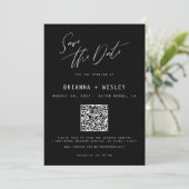 Moderne minimalistische zwart-wit QR-codefoto Save The Date (Staand voorkant)