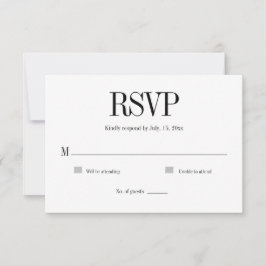 Moderne Minimalistische Zwart & Wit RSVP Kaart