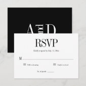 Moderne Minimalistische Zwart-Wit RSVP Kaart (Voorkant / Achterkant)