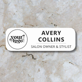 Moderne minimalistische zwart-wit salon personeel naamplaatje