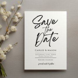 Moderne Minimalistische Zwart-Wit Save the Date