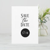 Moderne Minimalistische Zwart-Wit Save the Date Kaart (Staand voorkant)