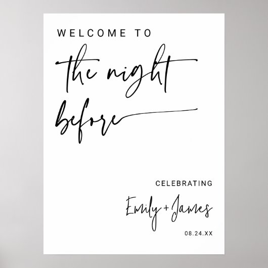 Moderne minimalistische zwart-wit script repetitie poster (Voorkant)