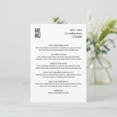 Moderne minimalistische zwart wit stijlvolle bruil menu (Staand voorkant)