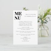 Moderne minimalistische zwart wit stijlvolle bruil menu (Staand voorkant)
