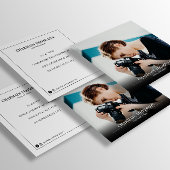 Moderne minimalistische zwart-wit tekst | Foto Vierkante Visitekaartje