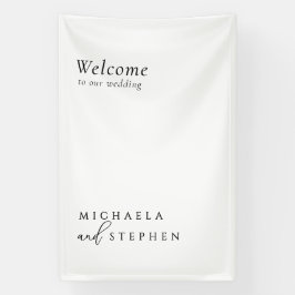 Moderne Minimalistische Zwart-Wit Trouw Welkom Spandoek