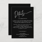 Moderne Minimalistische Zwart-Wit Trouwdetails Informatiekaartje (Voorkant / Achterkant)