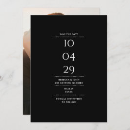 Moderne Minimalistische Zwart-Wit Trouwfoto Save The Date