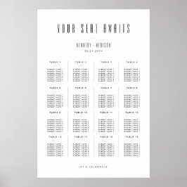 Moderne Minimalistische Zwart-Wit Trouwstoelindeli Poster