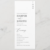 Moderne minimalistische zwart-wit unieke bruiloft programmakaart (Voorkant)