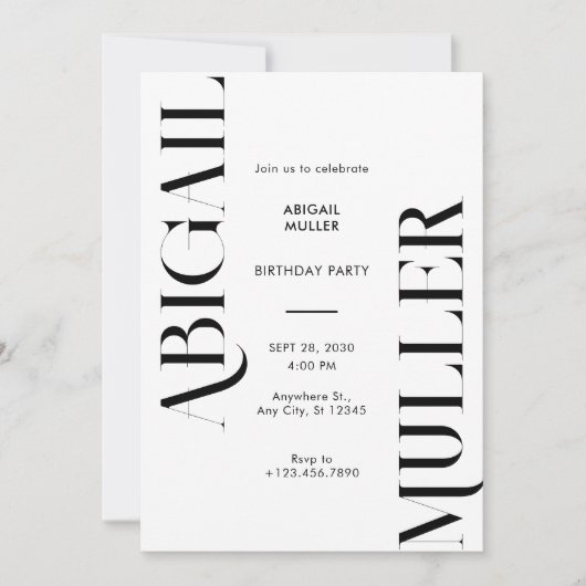 Moderne minimalistische zwart-wit Verjaardag Kaart (Voorkant)