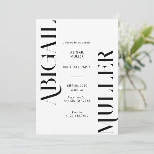 Moderne minimalistische zwart-wit Verjaardag Kaart (Staand voorkant)