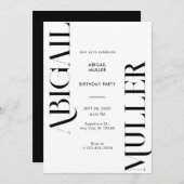 Moderne minimalistische zwart-wit Verjaardag Kaart (Voorkant / Achterkant)