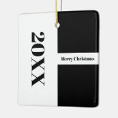 Moderne minimalistische zwart-wit vrolijke kerst keramisch ornament (Links)