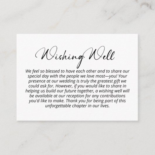 Moderne minimalistische zwart wit wensen goed informatiekaartje (Voorkant)