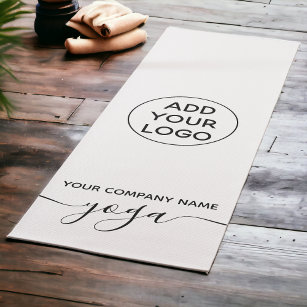Moderne minimalistische zwart-wit yoga logo yogamat