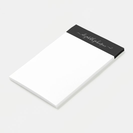 Moderne minimalistische zwart-witnotities post-it® notes (Schuin)