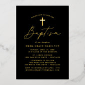 Moderne, minimalistische zwart-witscriptaptisme folie uitnodiging (Voorkant)