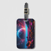 Moderne minimalistische zwart witte Abstracte cirk Bagagelabel (Voorkant (verticaal))