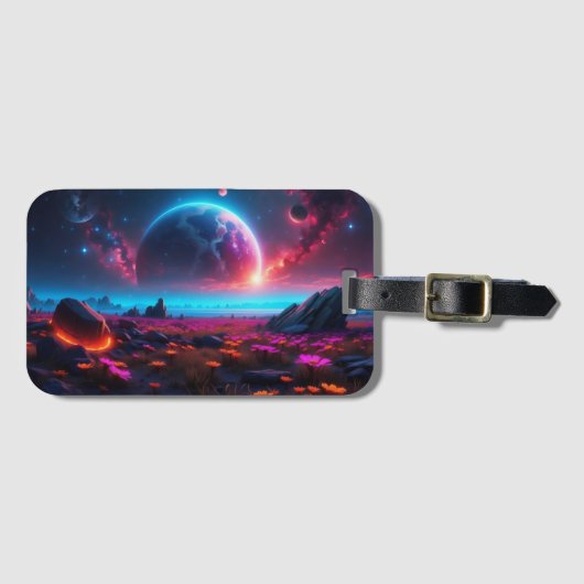 Moderne minimalistische zwart witte Abstracte cirk Bagagelabel (Voorkant (horizontaal))