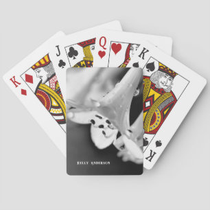 Moderne minimalistische zwart-witte bloem met vurs pokerkaarten