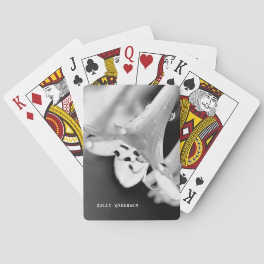 Moderne minimalistische zwart-witte bloem met vurs pokerkaarten (Achterkant)