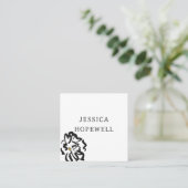 Moderne minimalistische zwart-witte bloem vierkante visitekaartje (Staand voorkant)