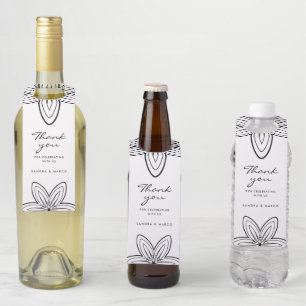 Moderne minimalistische zwart-witte bloemen flessenhanger