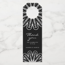 Moderne minimalistische zwart-witte bloemen flessenhanger