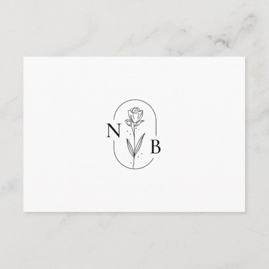 Moderne minimalistische zwart witte boho bruiloft informatiekaartje (Achterkant)