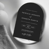 Moderne minimalistische zwart-witte boog trouwfoto kaart