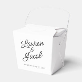 Moderne minimalistische zwart-witte bruiloft bedankdoosjes