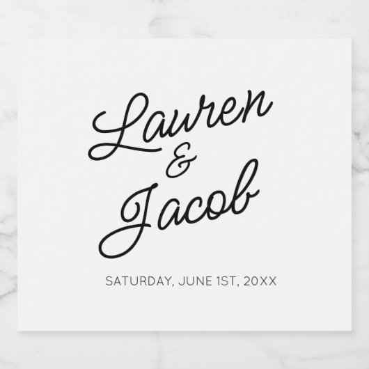 Moderne minimalistische zwart-witte bruiloft bier etiket (Enkel label)