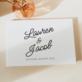 Moderne minimalistische zwart-witte bruiloft gastenboek