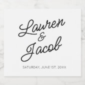 Moderne minimalistische zwart-witte bruiloft likeurfles etiket (Enkel label)