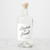 Moderne minimalistische zwart-witte bruiloft likeurfles etiket (Voorkant)