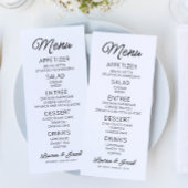 Moderne minimalistische zwart-witte bruiloft menu